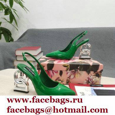 Dolce  &  Gabbana Heel 10.5cm Slingbacks Patent Green with DG Heel 2022